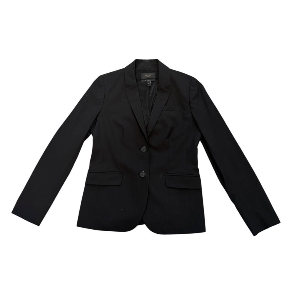J.Crew 1035 Super 120’s Wool Blazer Black Two Button Career Jacket Size 6‎